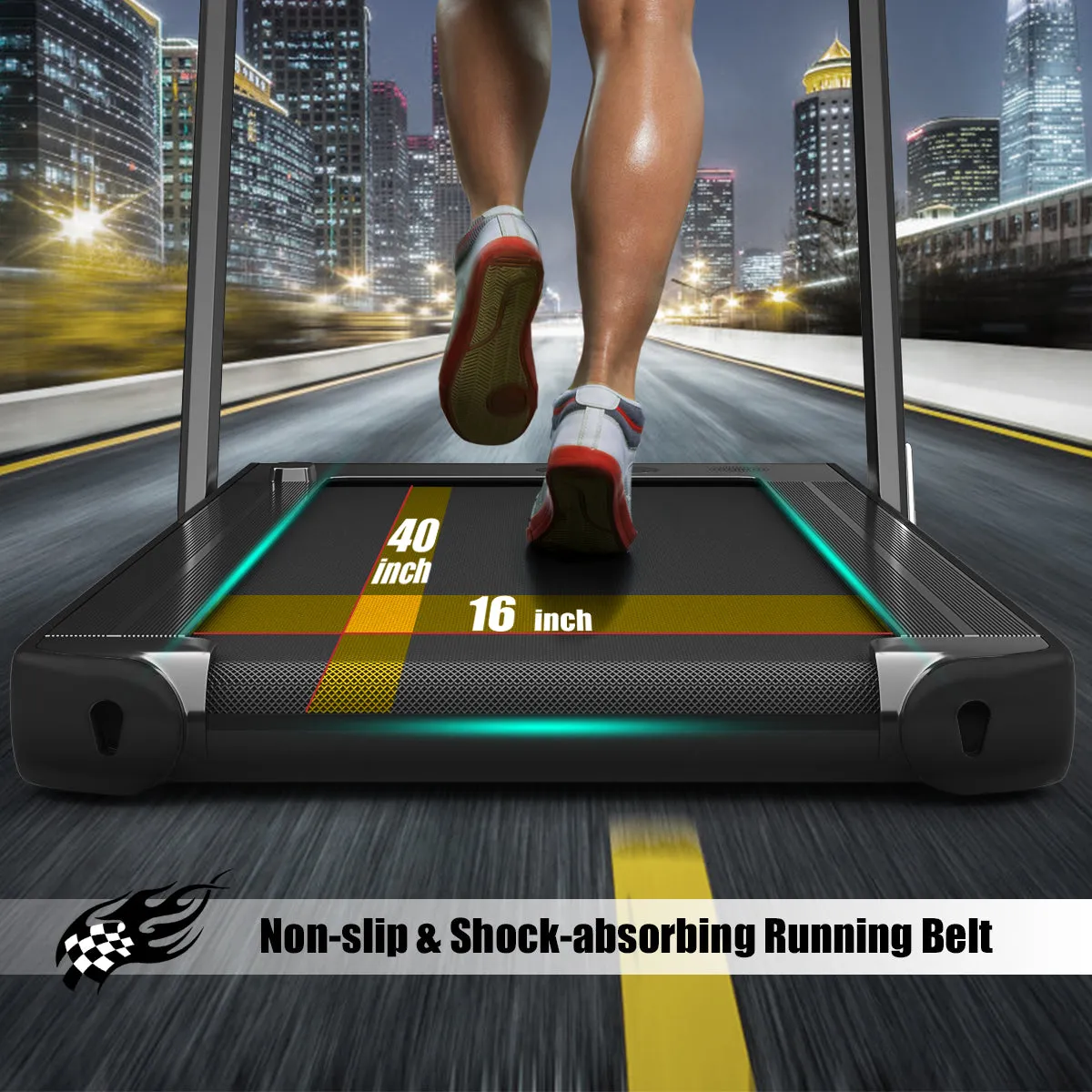 2 in 1 Dual Display Folding Treadmill Jogging Machine W/APP Control