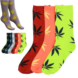 3 Pairs High Quality Cotton Socks Fashion Marijuana leaf Casual Long Unisex 9-11