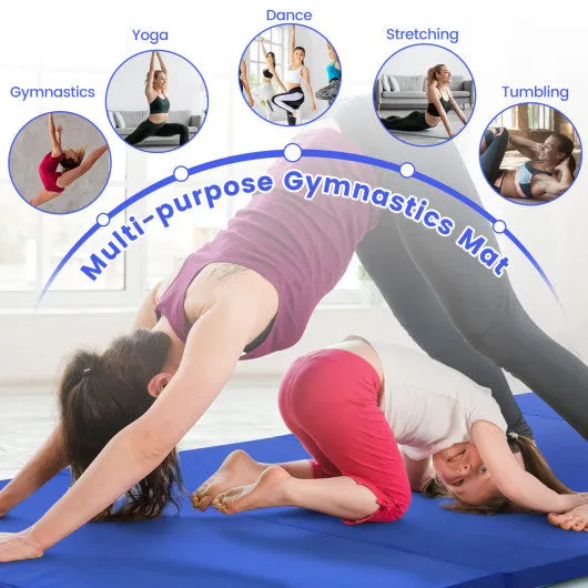 4-Panel Folding Gymnastics Mat with Carrying Handles for Home Gym-Navy
