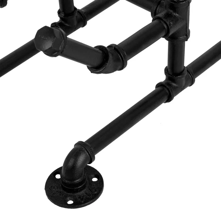 4-Tier Industrial Black Metal Pipe Indoor Outdoor Basketball, Volleyball, and Sports Ball Storage Organizer Rack