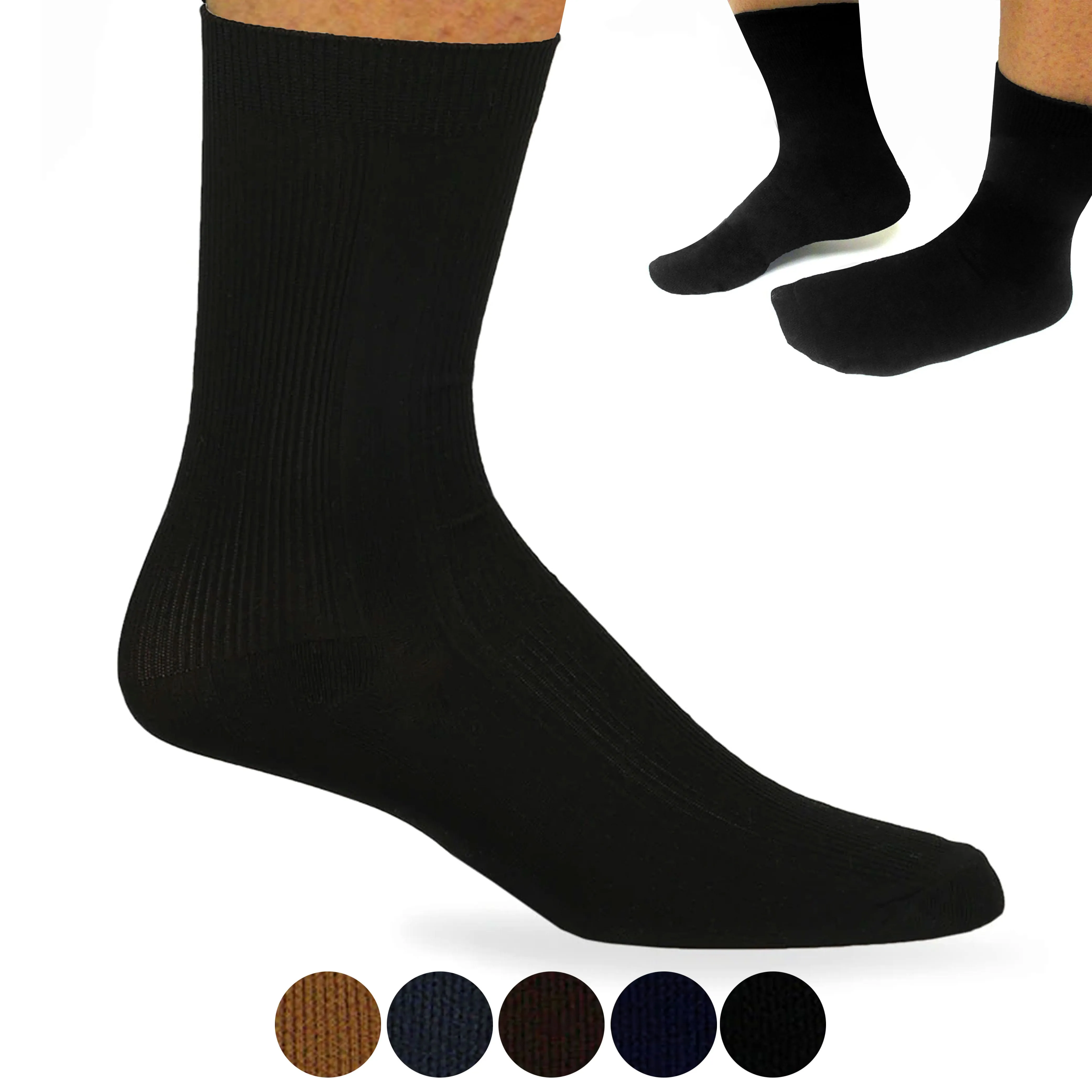 6 Pairs Mens Dress Socks Fashion Casual Crew Multi Color Polyester Size 10-13
