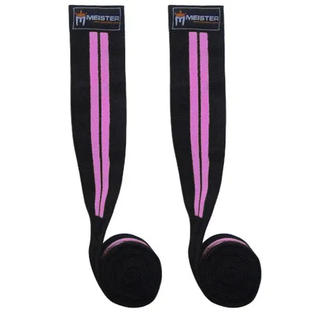 72" Power Knee Wraps w/ Hook Closures (Pair) - Black / Pink