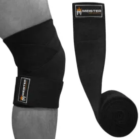 72" Power Knee Wraps w/ Hook Closures (Pair) - Black