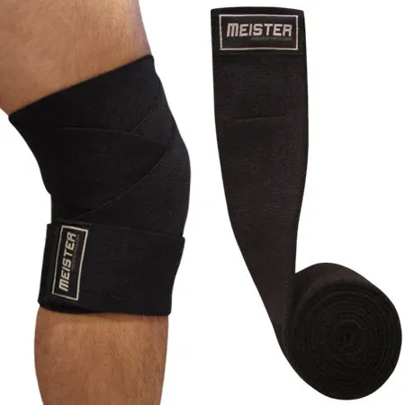72" Power Knee Wraps w/ Hook Closures (Pair) - Black