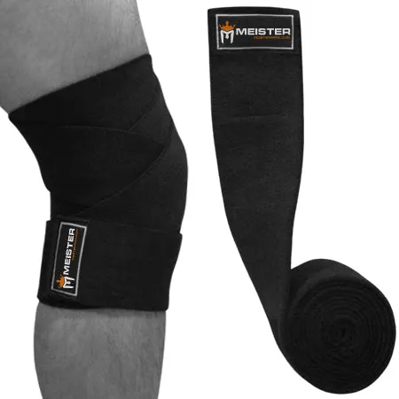 72" Power Knee Wraps w/ Hook Closures (Pair) - Black