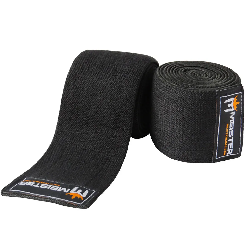 72" Power Knee Wraps w/ Hook Closures (Pair) - Black