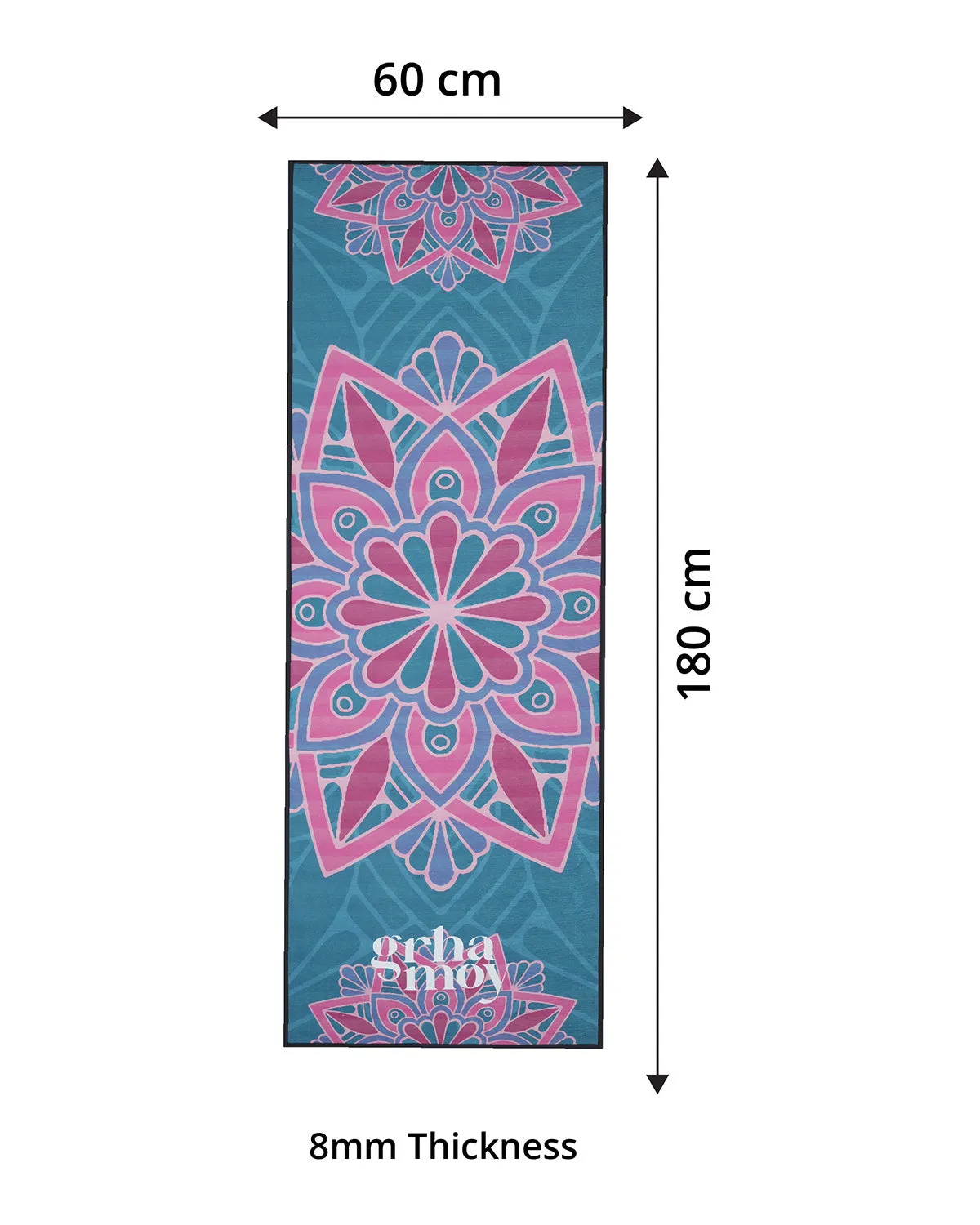 8mm Blue And Pink Mandala Yoga Mat Online | Grhamoy