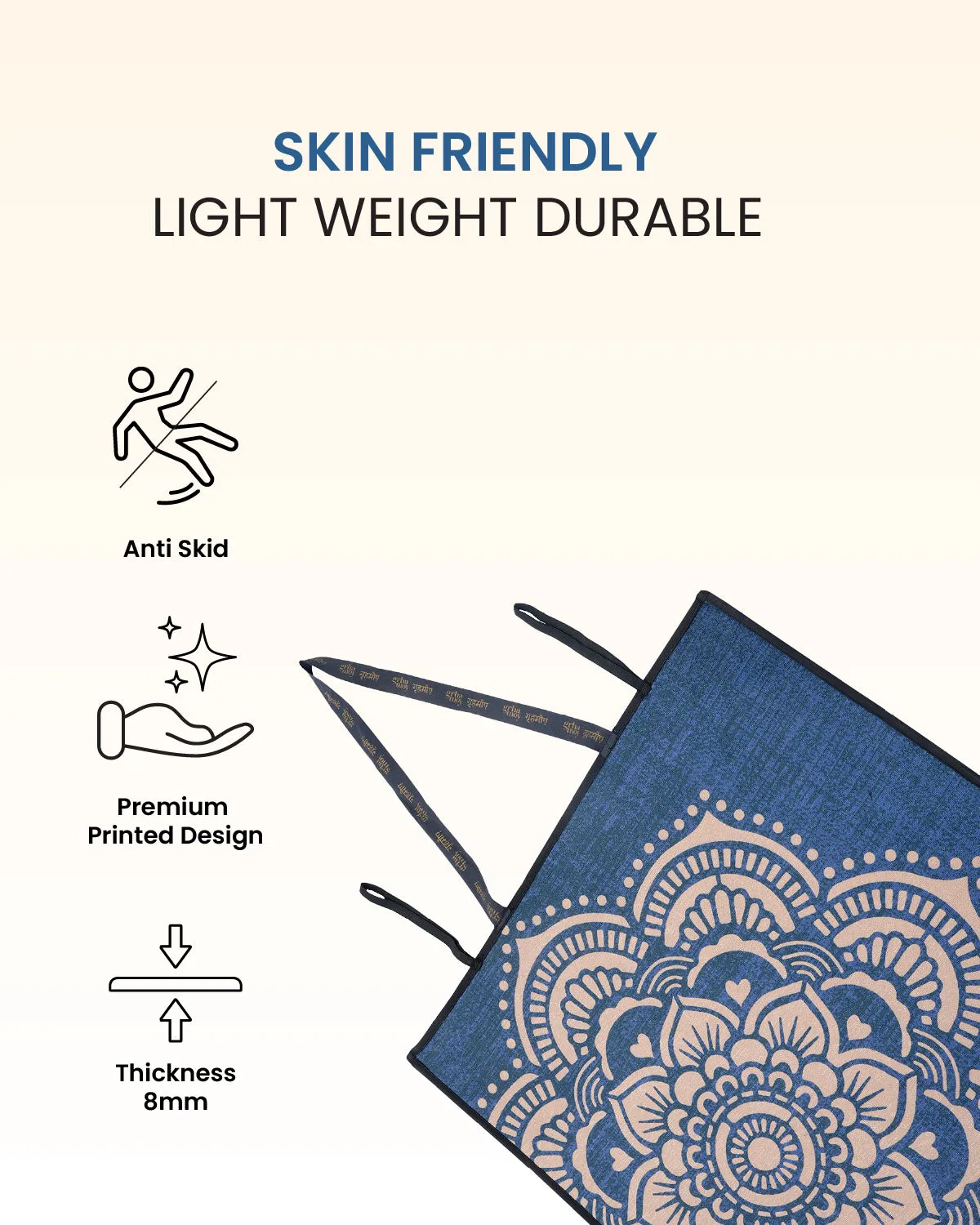 8mm Calm Mandala Asana Yoga Mat Online | Grhamoy