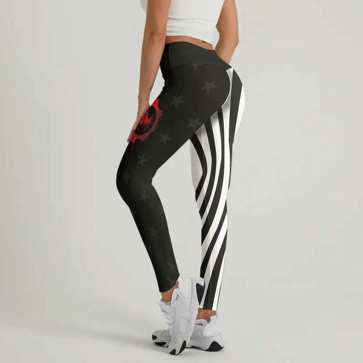 American Flag Black Leggings