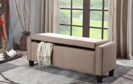 Beige Storage Bench With Nail Heads- Model #6252