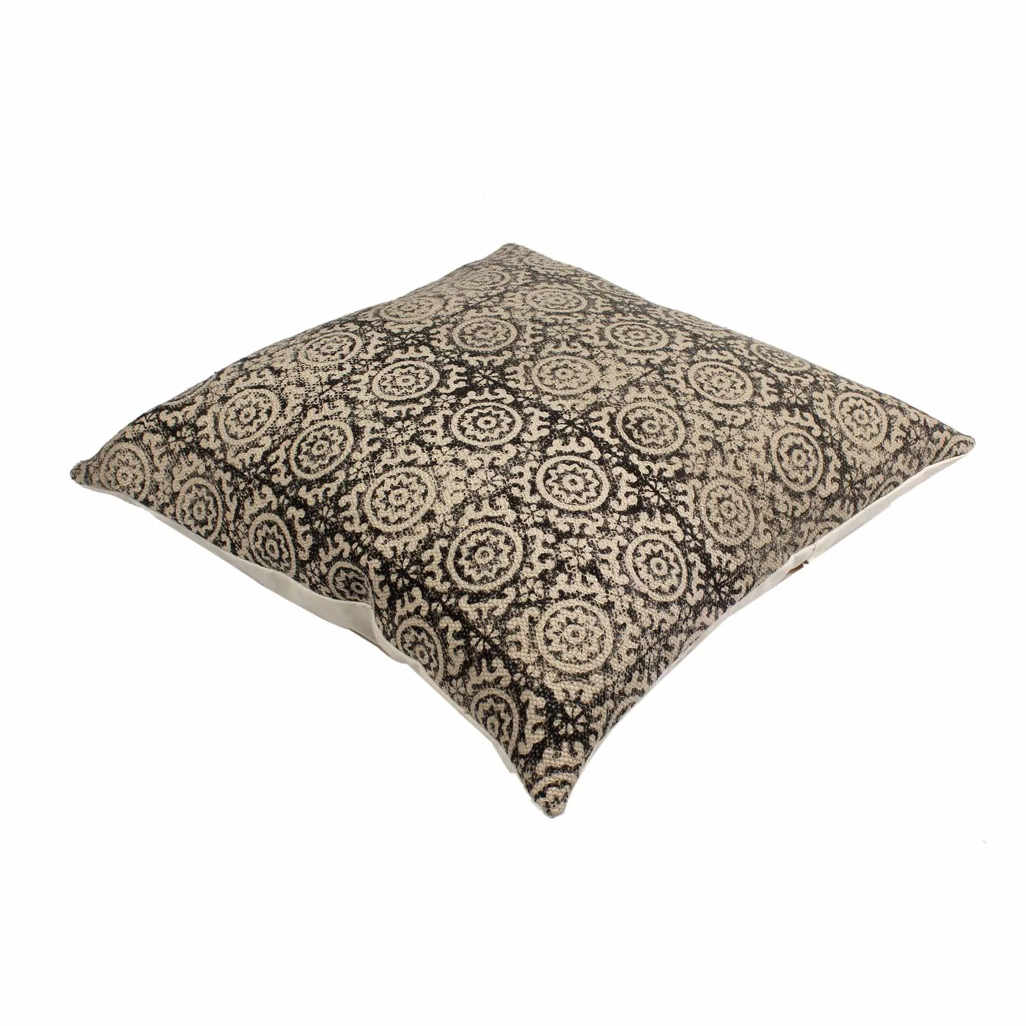 Black Hand-made Cotton Printed Cushion Covers