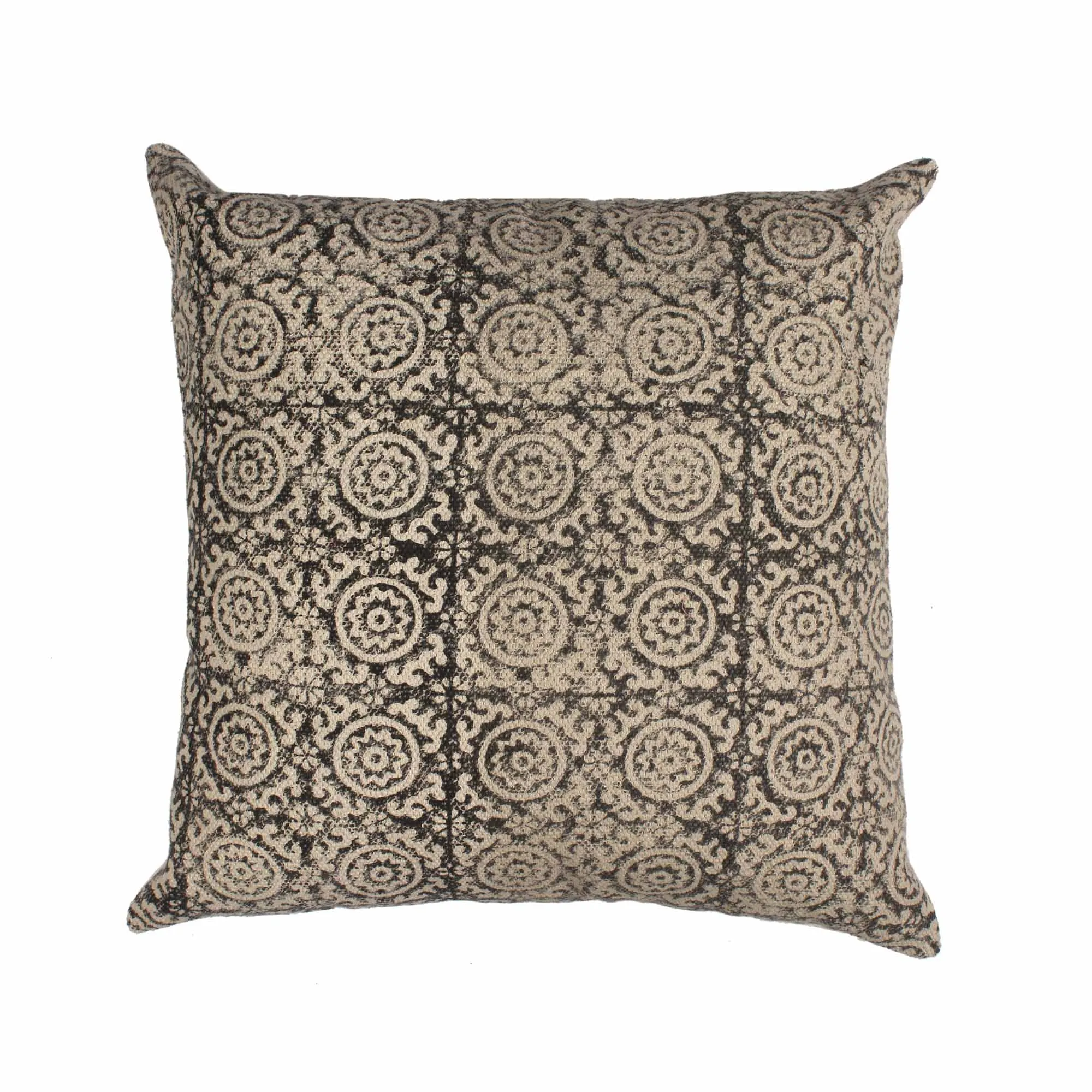 Black Hand-made Cotton Printed Cushion Covers