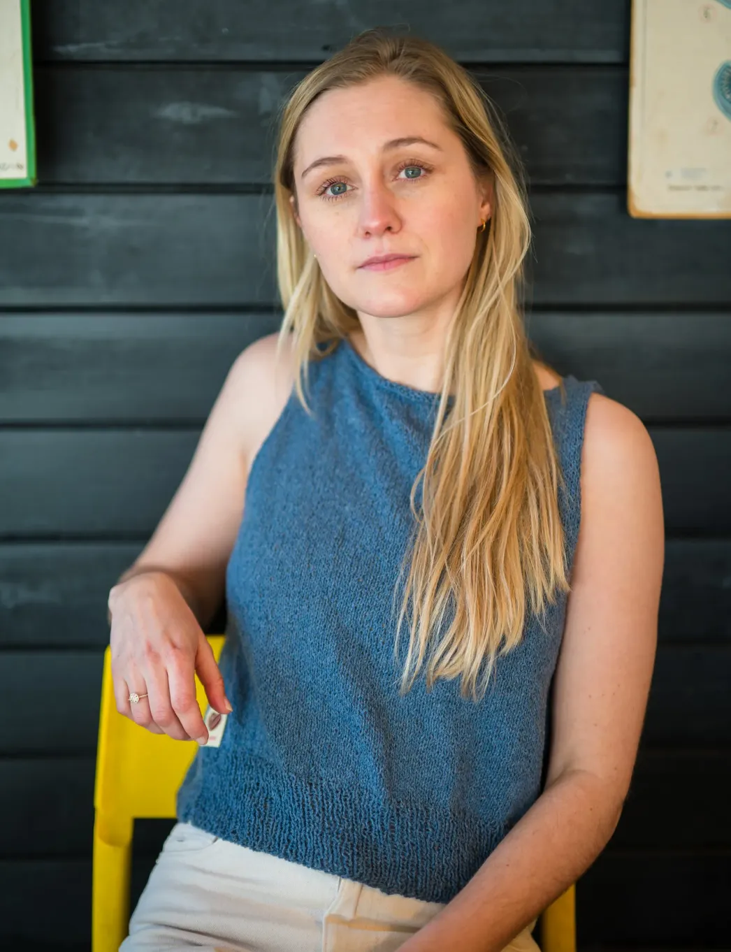 Coffee Beanies Recycled Cotton Top Jeans Blue