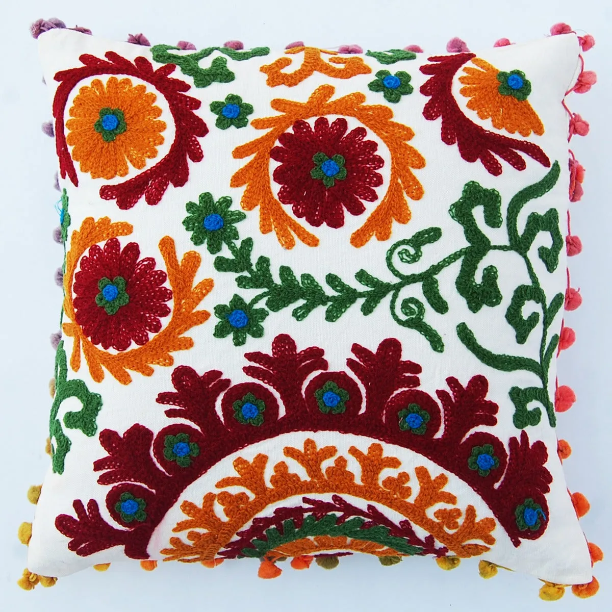 Cotton Pillow Cover Embroidery Suzani Floral Cushions