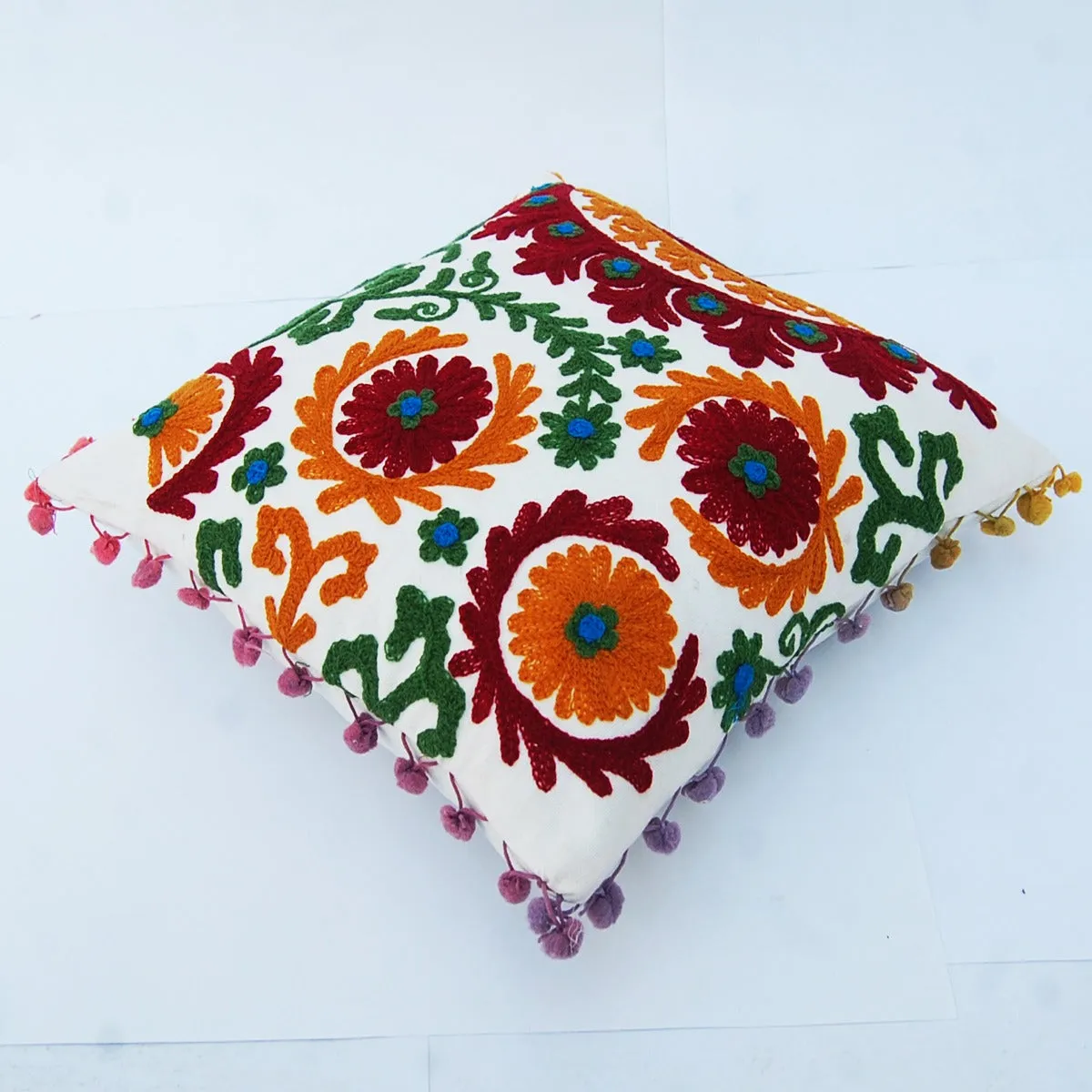 Cotton Pillow Cover Embroidery Suzani Floral Cushions