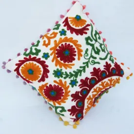 Cotton Pillow Cover Embroidery Suzani Floral Cushions