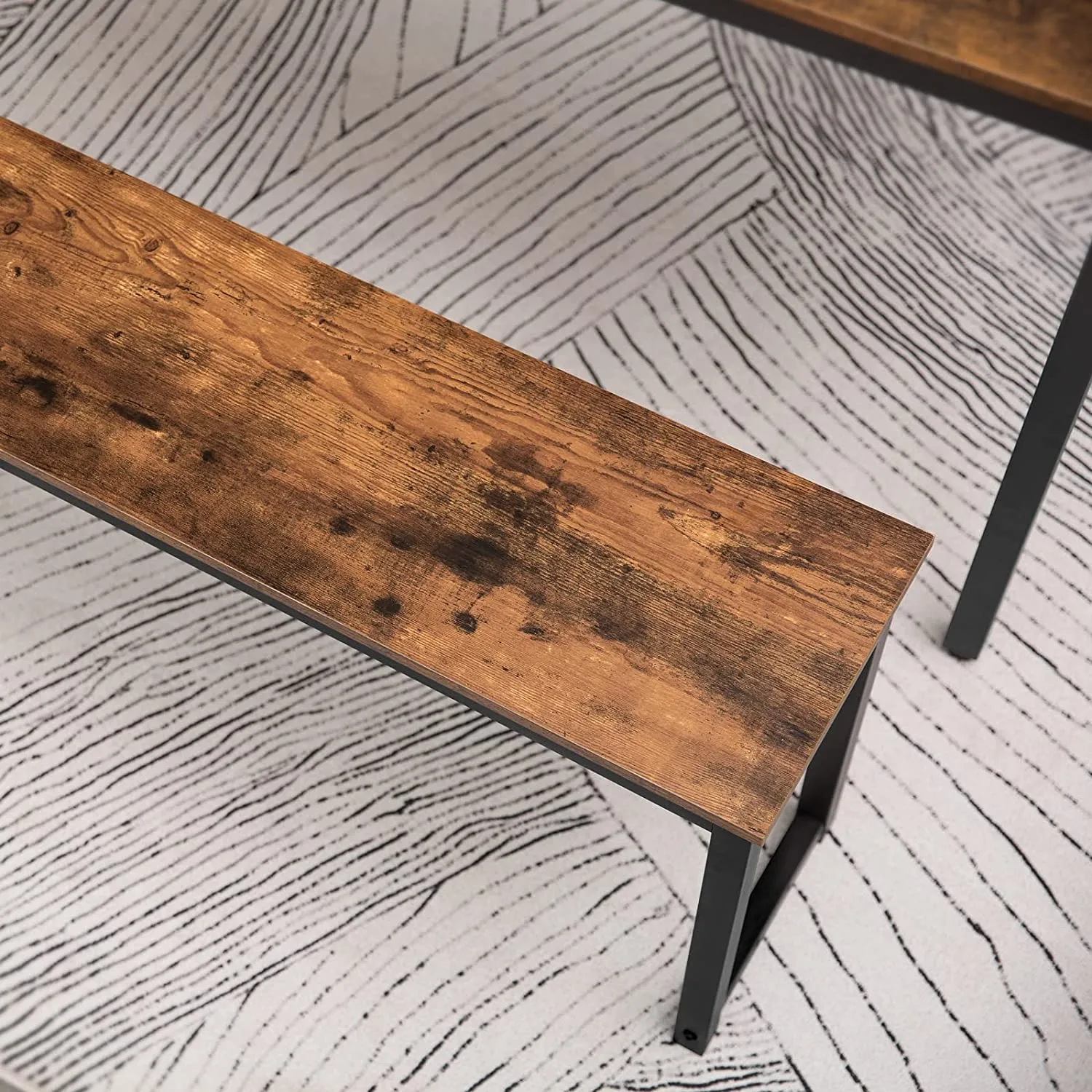 Dining Benches, Pair of 2 Benches, Industrial Style Indoor Benches, Durable Metal Frame