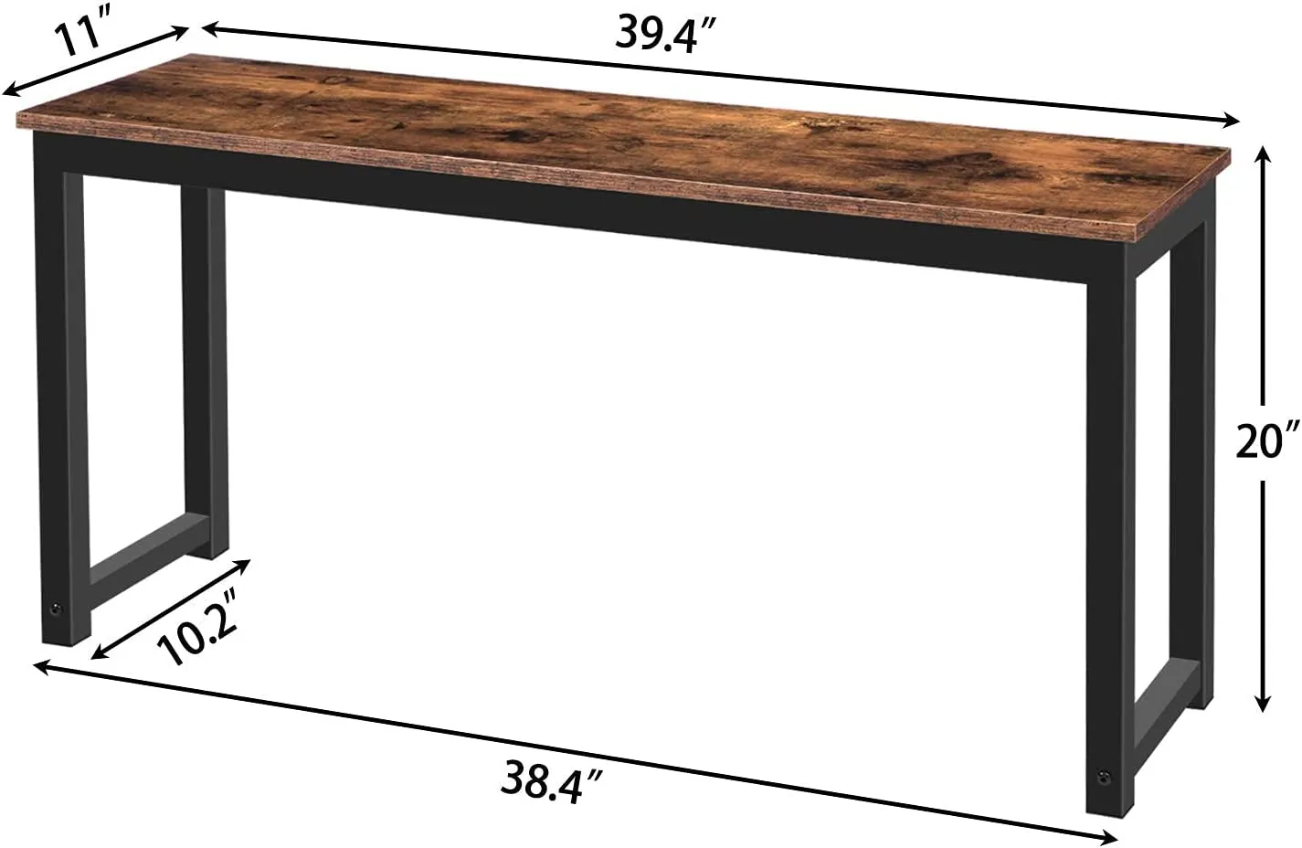 Dining Benches, Pair of 2 Benches, Industrial Style Indoor Benches, Durable Metal Frame
