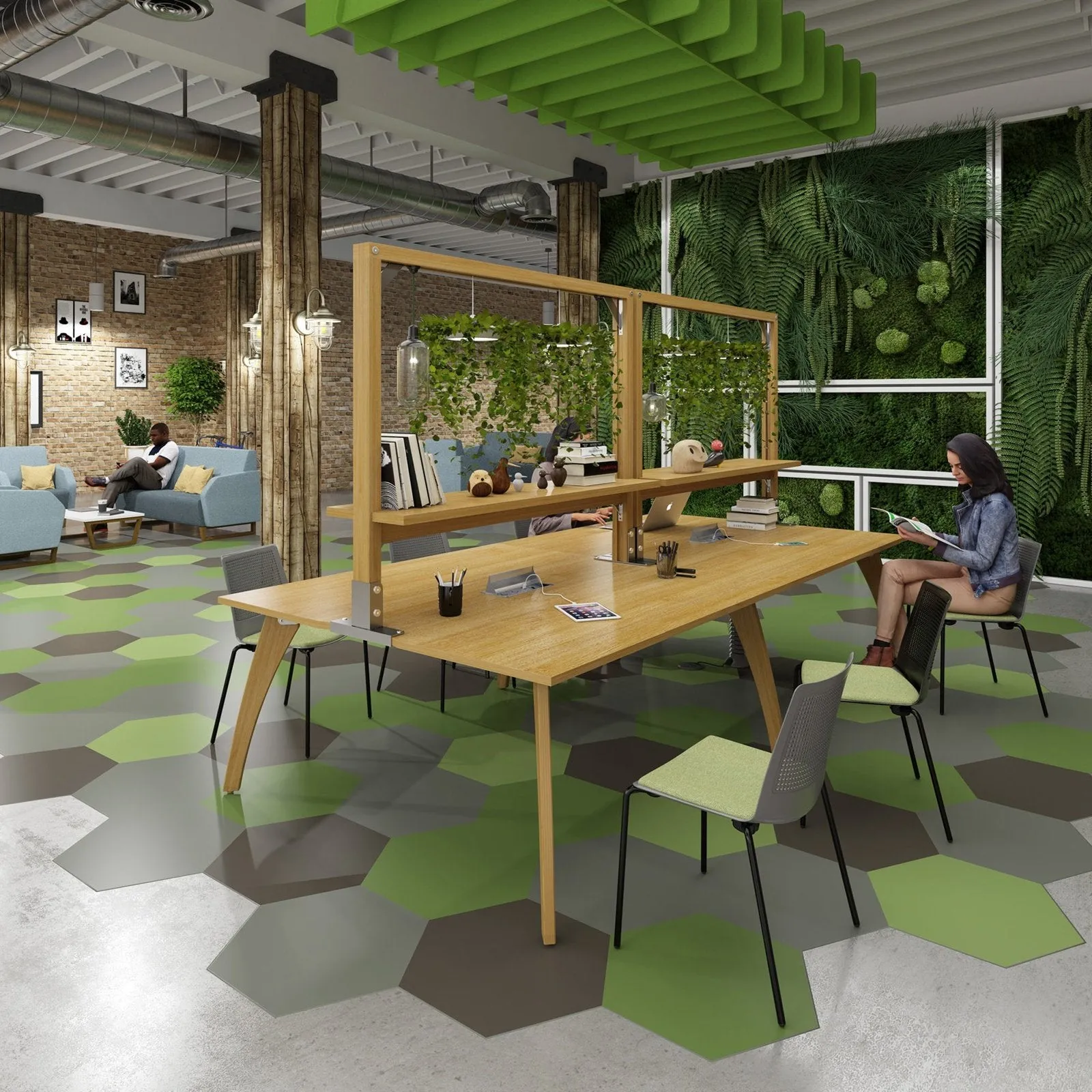 Enable worktable with solid oak legs
