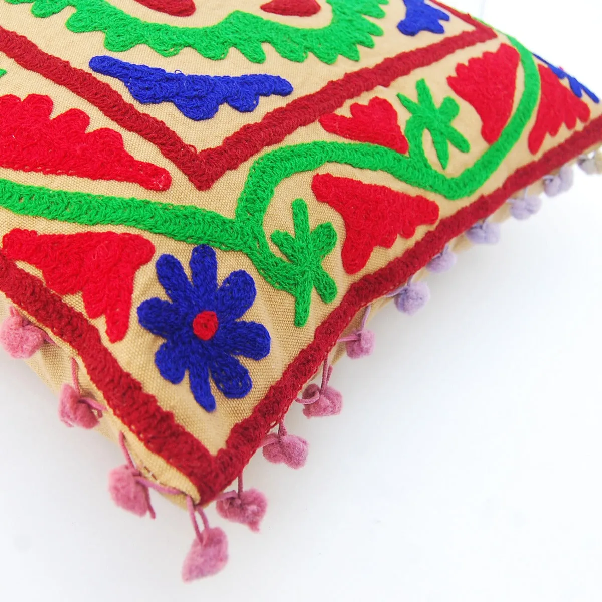 Ethnic Square Suzani Cushion Cover Vintage Embroidery