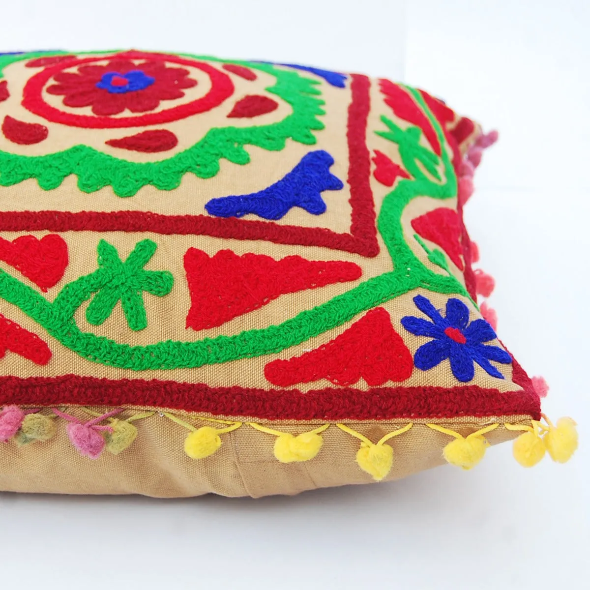 Ethnic Square Suzani Cushion Cover Vintage Embroidery
