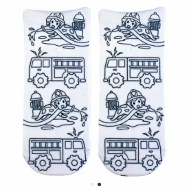 Fire Truck Coloring Socks