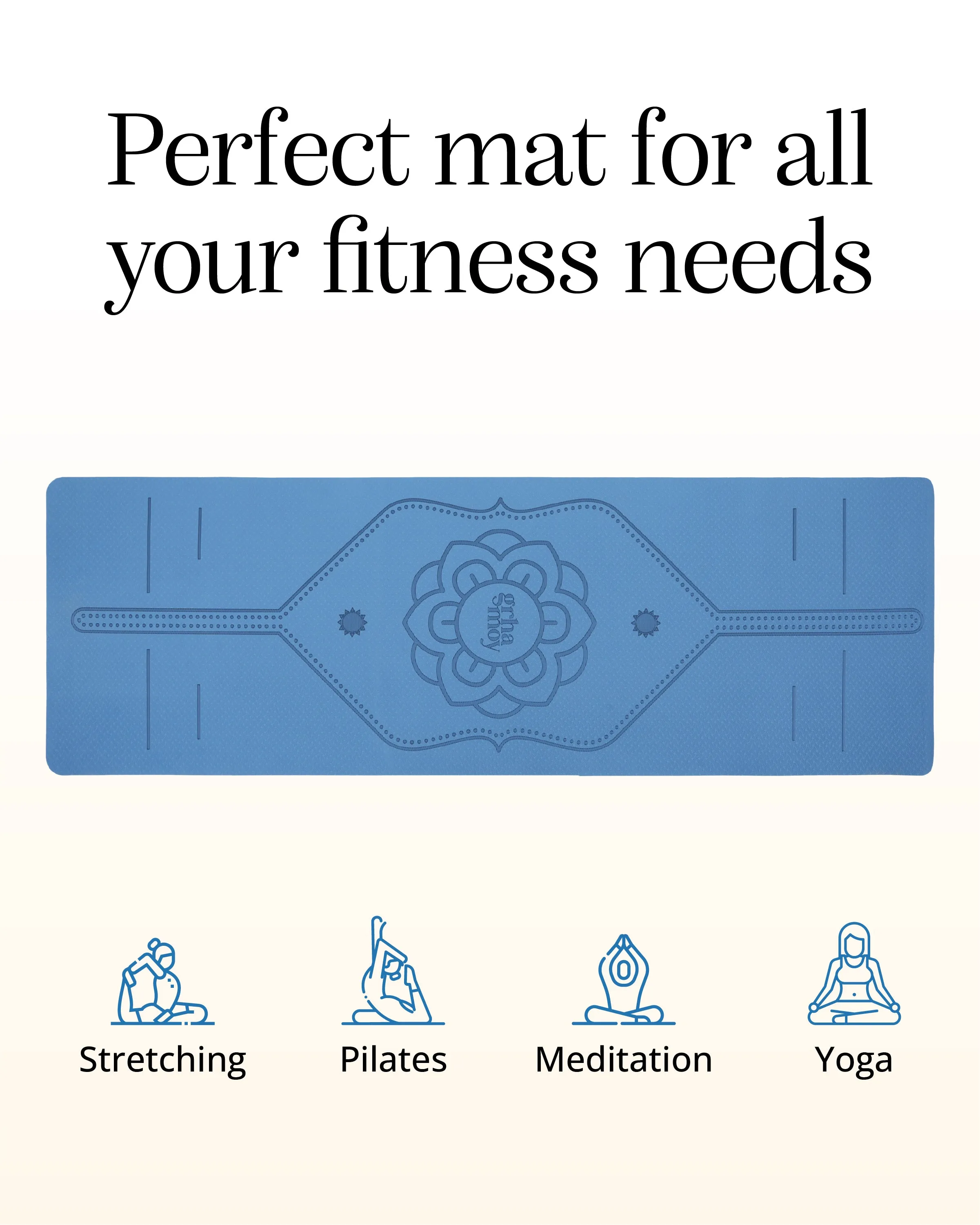 Grhamoy TruAlign Blue Mandala Rubber Yoga Mat | 6 mm Thick