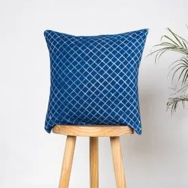 Hand Block Indigo Blue Geometrical Print Cotton 18 by 18 Cushion Covers