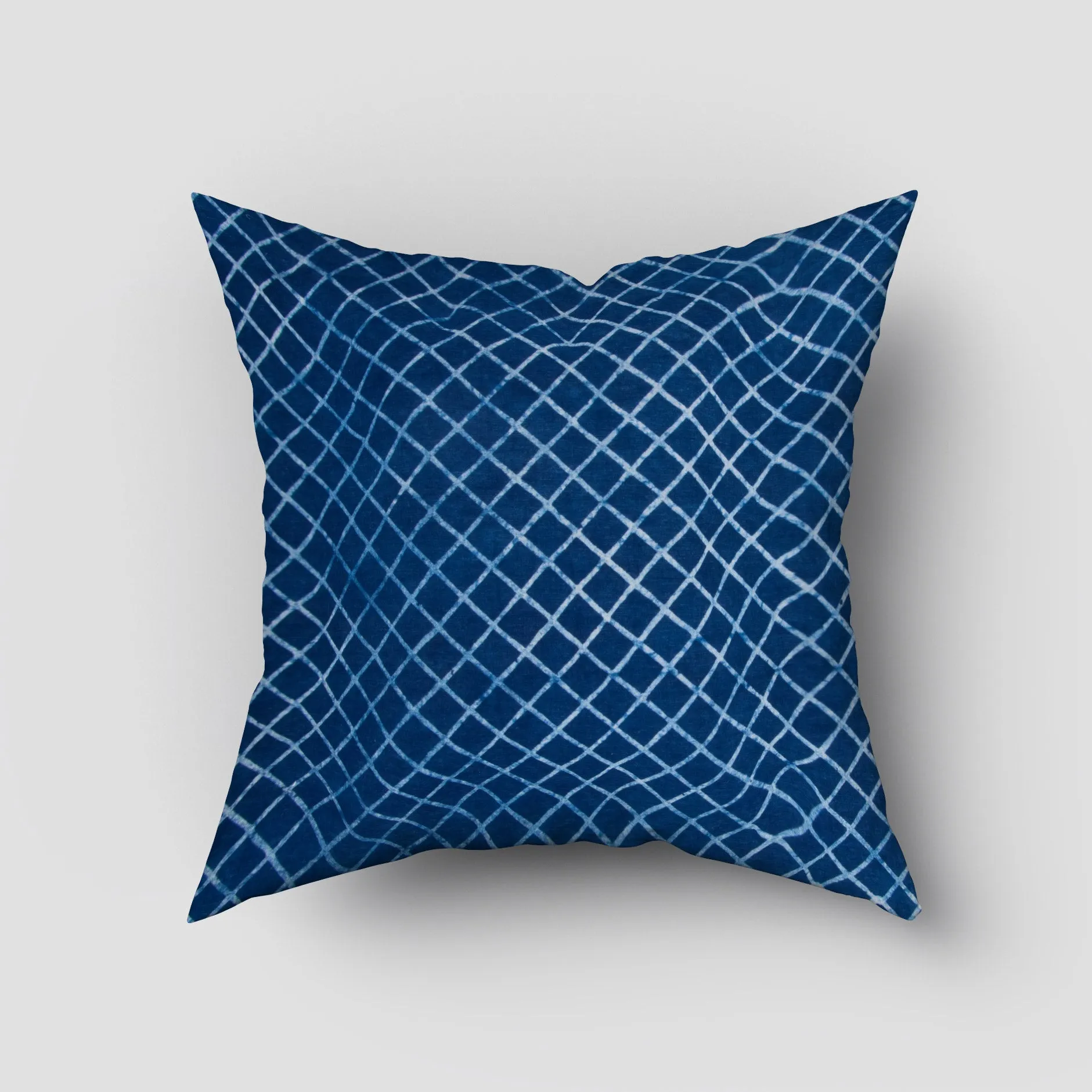 Hand Block Indigo Blue Geometrical Print Cotton 18 by 18 Cushion Covers