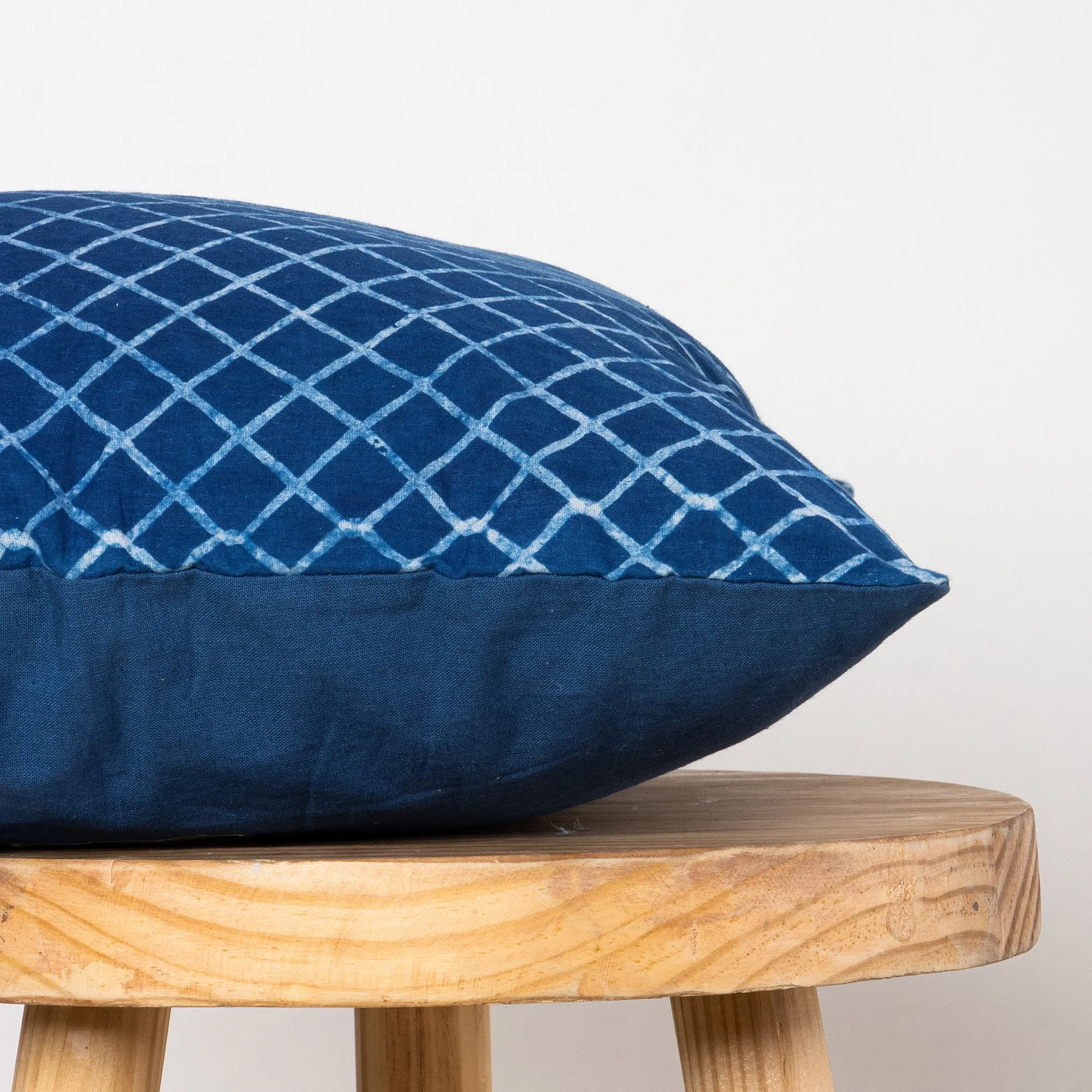 Hand Block Indigo Blue Geometrical Print Cotton 18 by 18 Cushion Covers