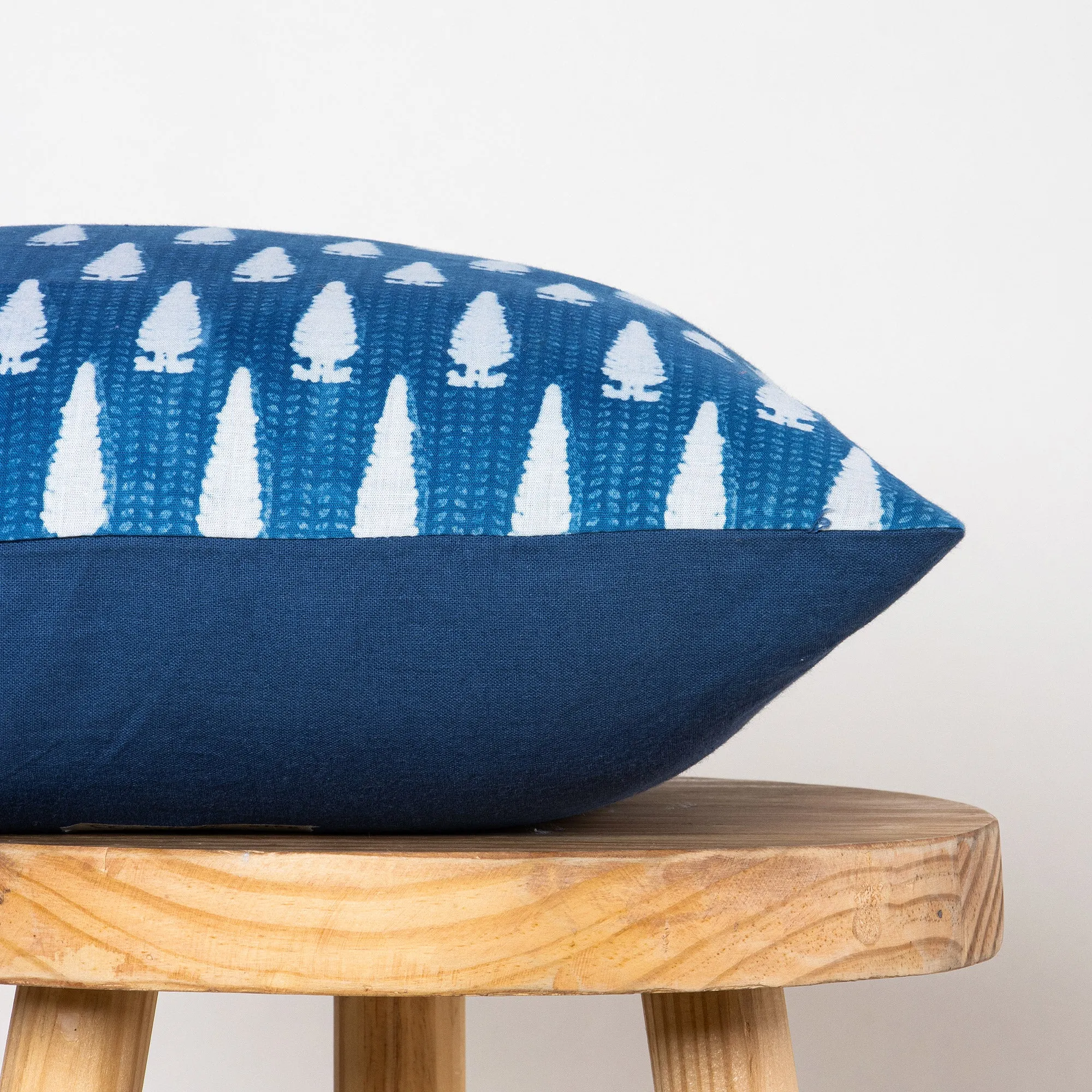 Hand Block Indigo Leaf Printed Pure Cotton Cushion Covers