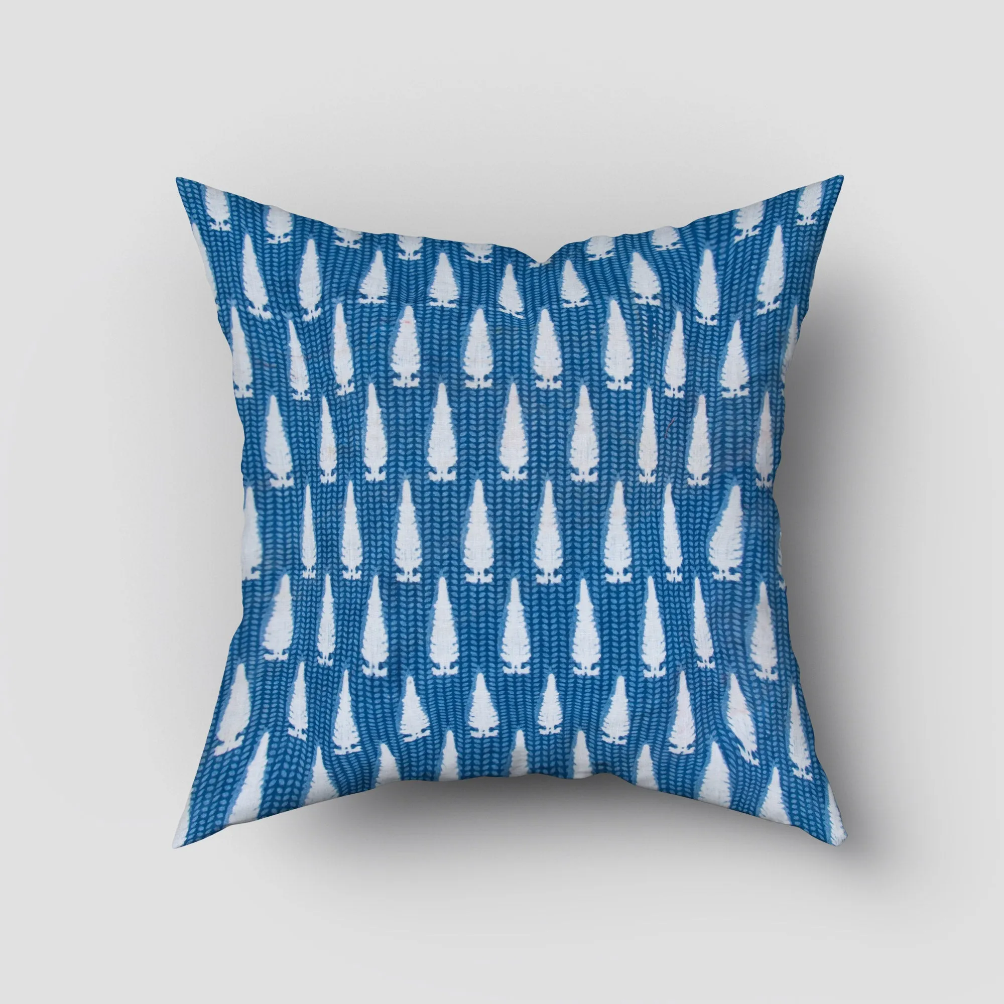 Hand Block Indigo Leaf Printed Pure Cotton Cushion Covers