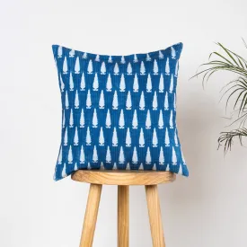 Hand Block Indigo Leaf Printed Pure Cotton Cushion Covers
