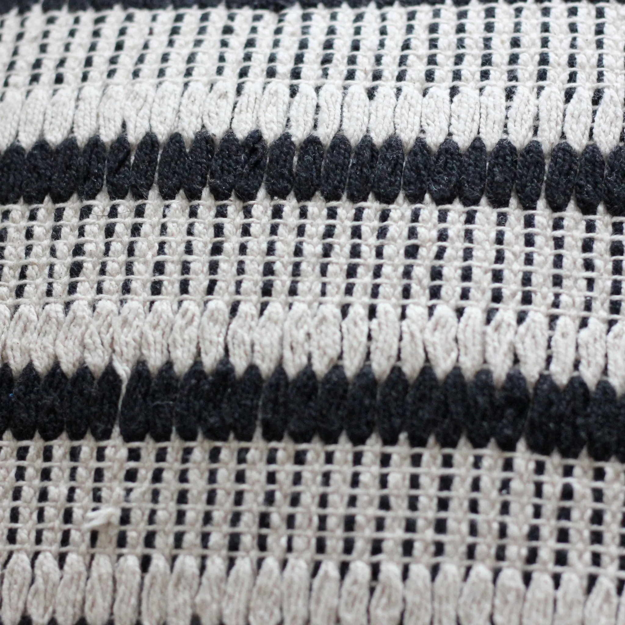 Handwoven Cotton Throw Pillow Cover - Indoor/Outdoor Cushion | Sturdy, Black-White, 18x18"