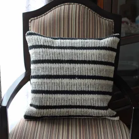 Handwoven Cotton Throw Pillow Cover - Indoor/Outdoor Cushion | Sturdy, Black-White, 18x18"
