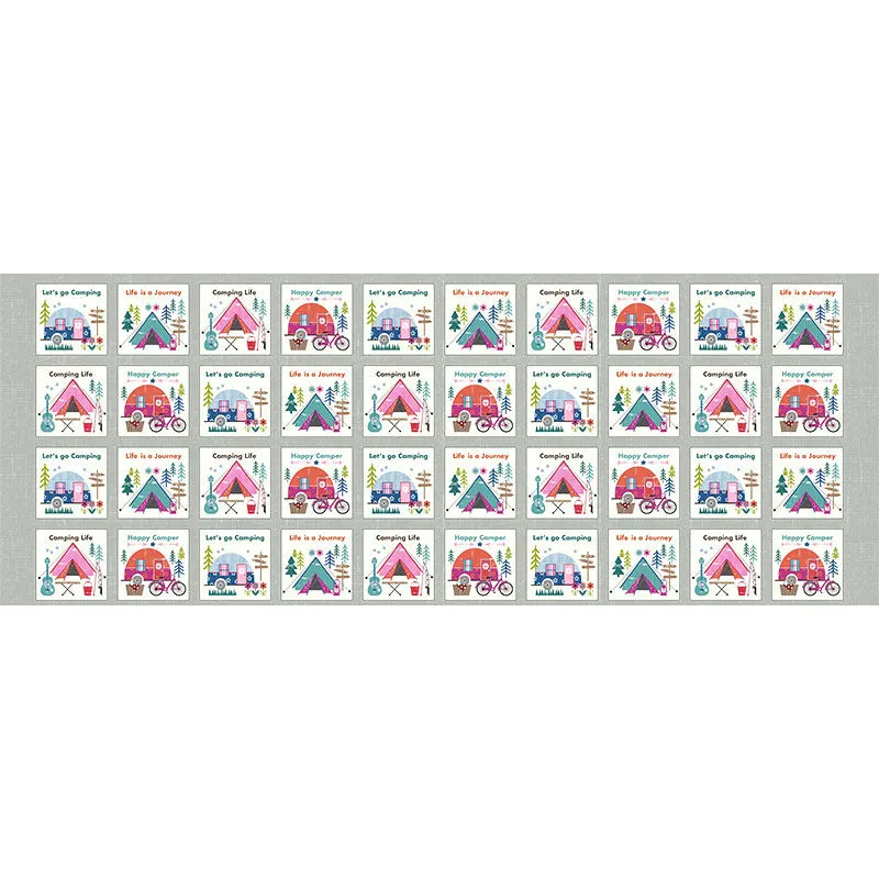 Happy Camper - Camping Patchwork Multi Yardage