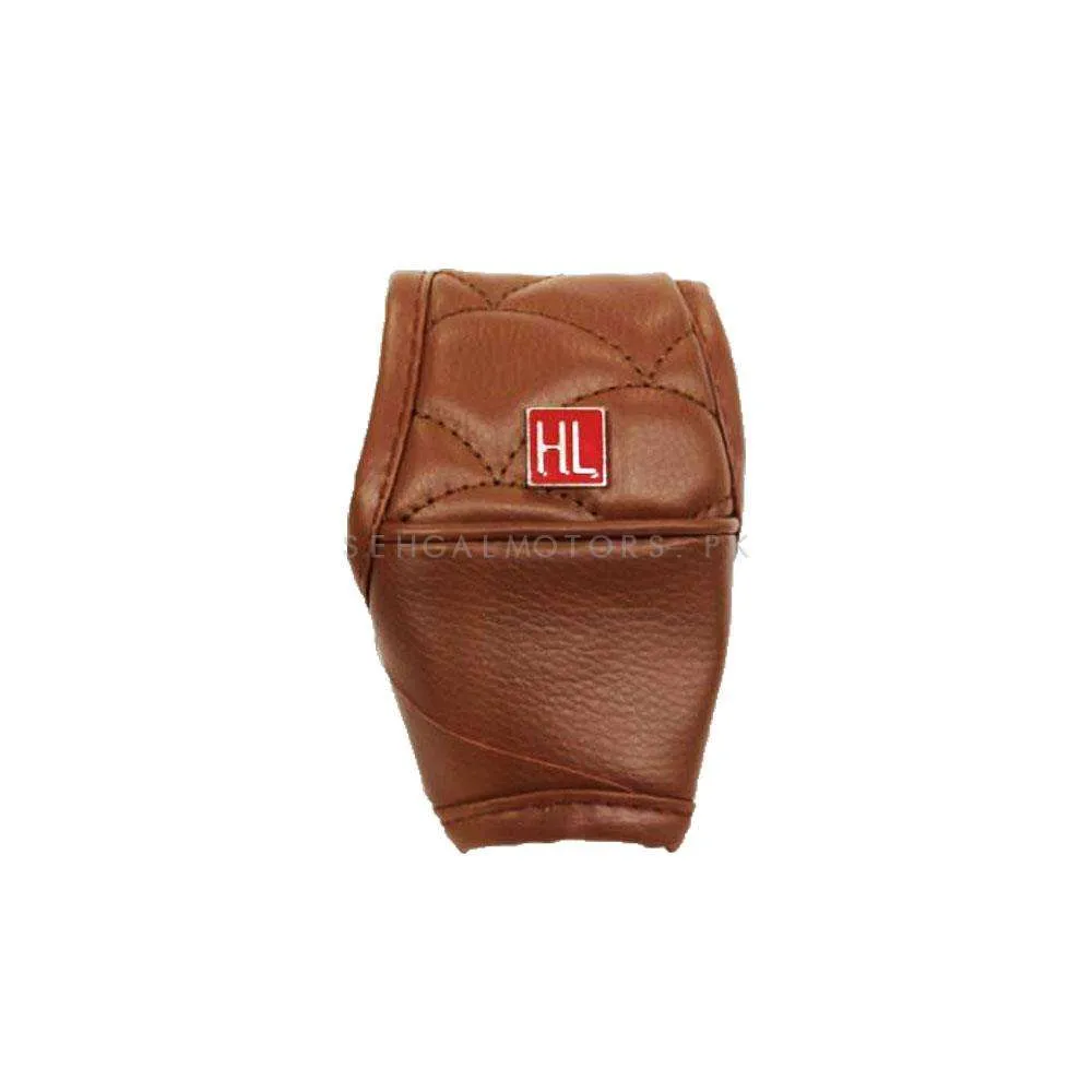 HL Gear Shift Knob For Auto Cover Brown - Car Gear Shift Knob Protector Cover PU Leather | Gear Shift Lever Knob Cover