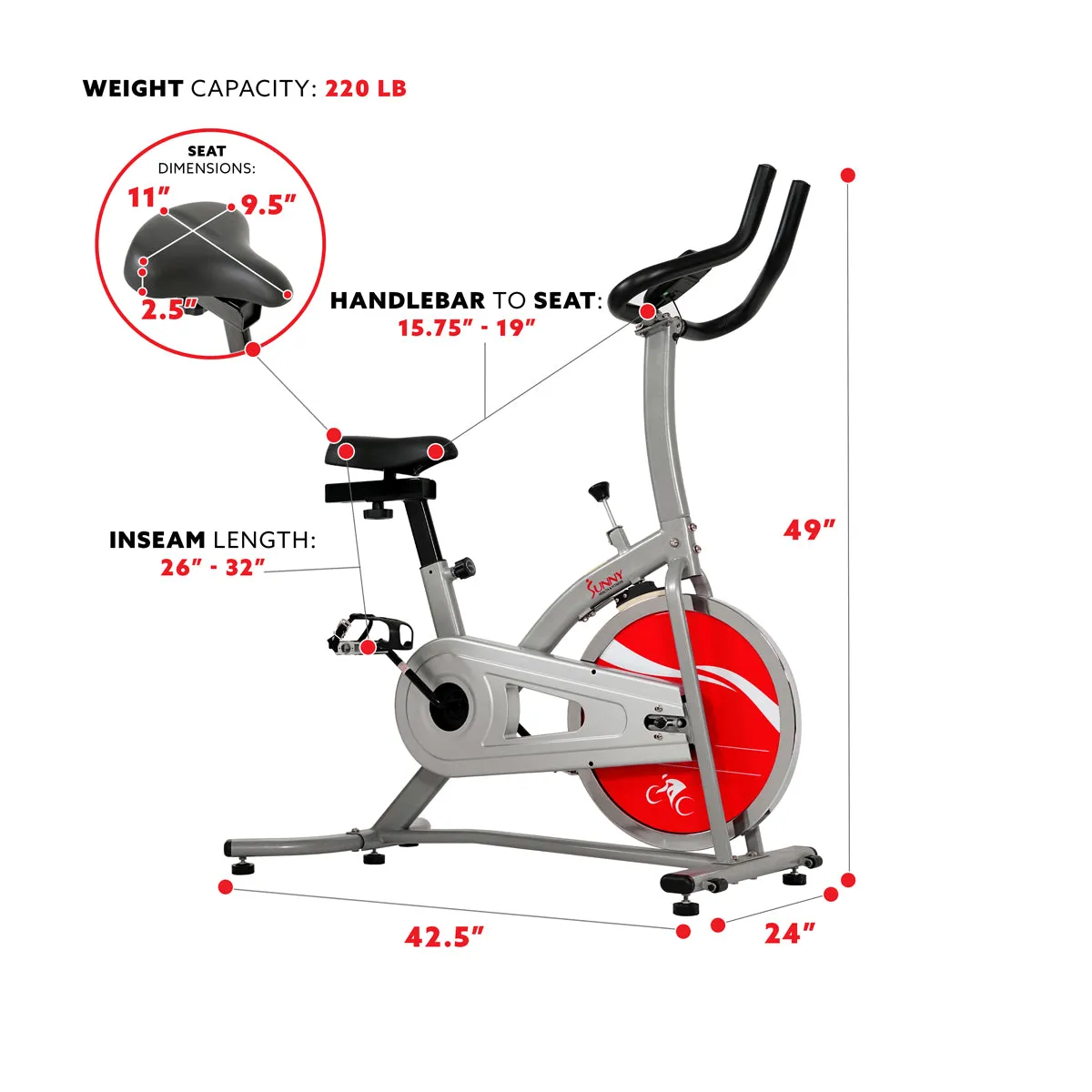 Indoor Cycling Stationary Exercise Bike Chain Drive