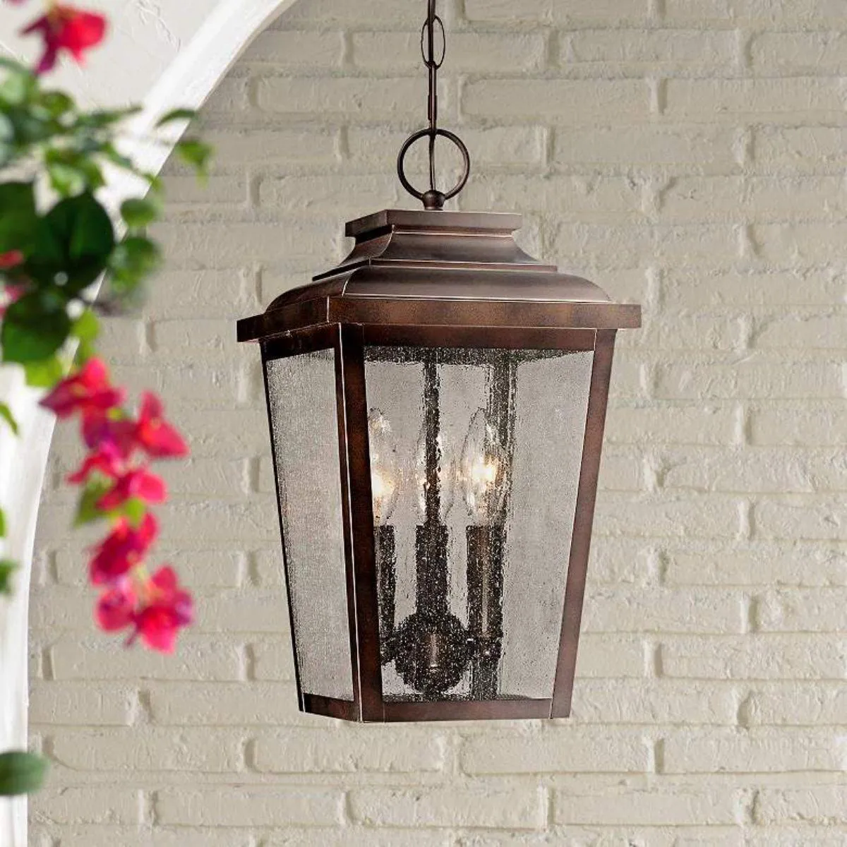 Irvington Manor 3 lights 9 in. Outdoor Hanging Lantern Bronze finish