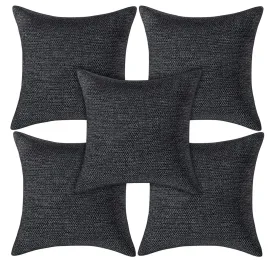 Kuber Industries Set of 5 Decorative Hand Made Jute Throw/Pillow Cushion Covers, 16x16 Inch (Black) (HS_36_KUBMART018304)