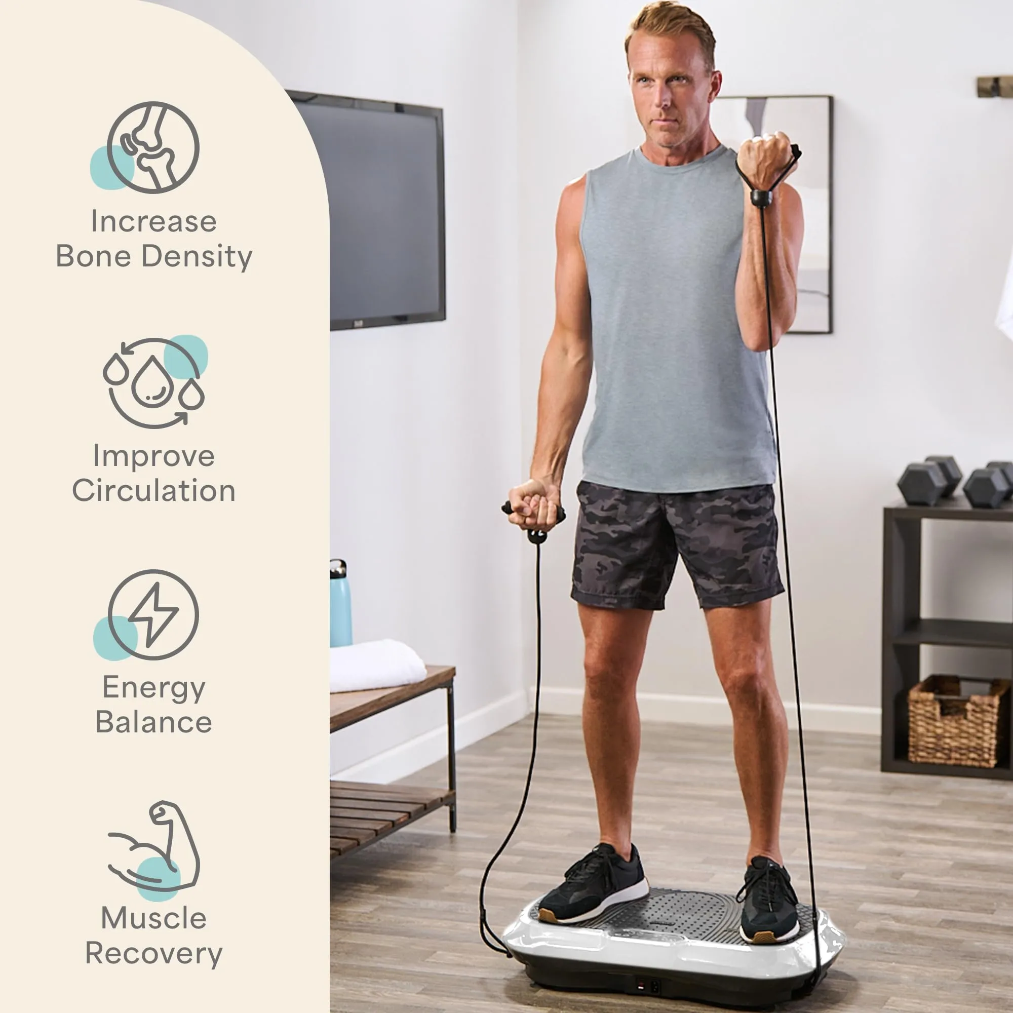 LifePro Vibration Plate Exercise Machine - Whole Body Workout Vibration Fitness Platform w/ Loop Bands - Home Training Equipment for Weight Loss & Toning - Remote, Balance Straps, Videos & Manual