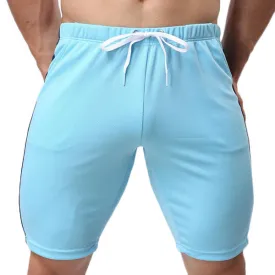 Mens Summer Drawstring Solid Color Knee Length Casual Home Shorts Sport Shorts