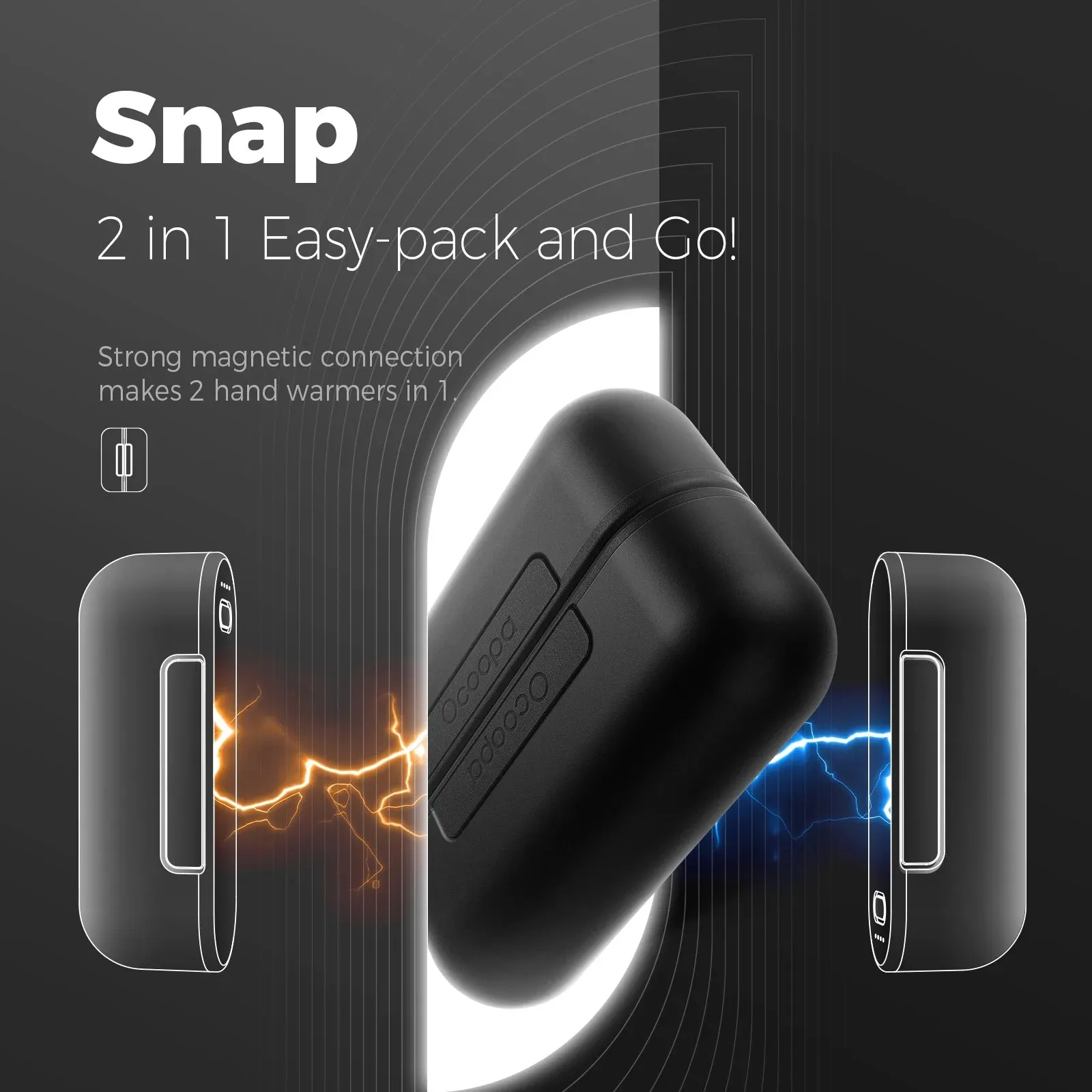 Ocoopa Hand Warmers 2 Pack, 10000mAh Magnetic Electric Hand Warmers Rechargeable, 16 Hrs Warmth 4 Levels Heat up to 136, Tech Gifts for Men Women