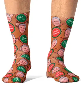 Older Bud-Wiser Birthday Socks