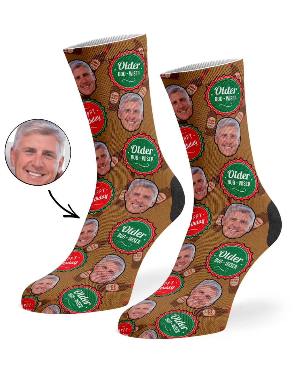 Older Bud-Wiser Birthday Socks