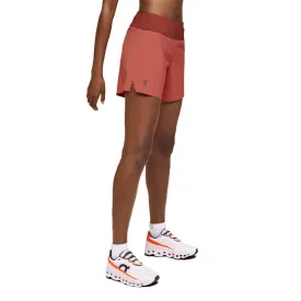 On Women's 5-Inch Performance Running Shorts - Auburn / Ruby