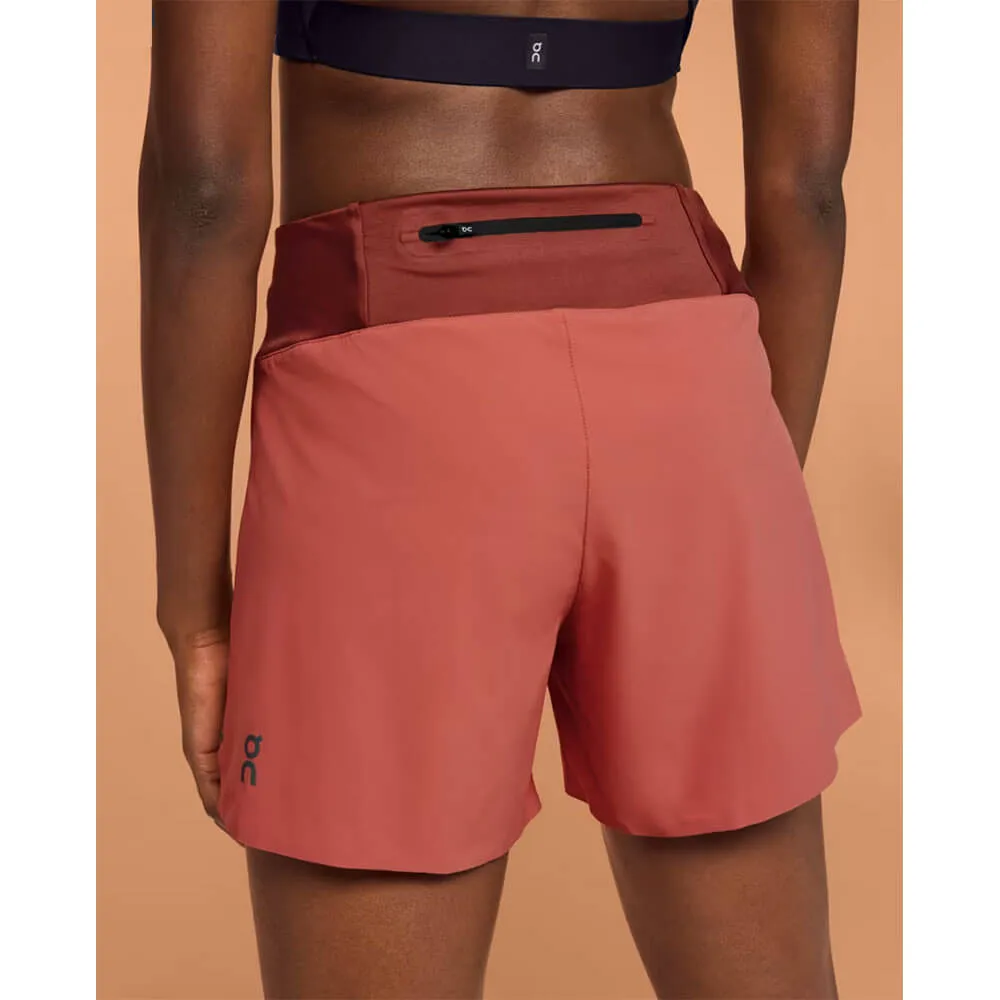 On Women's 5-Inch Performance Running Shorts - Auburn / Ruby