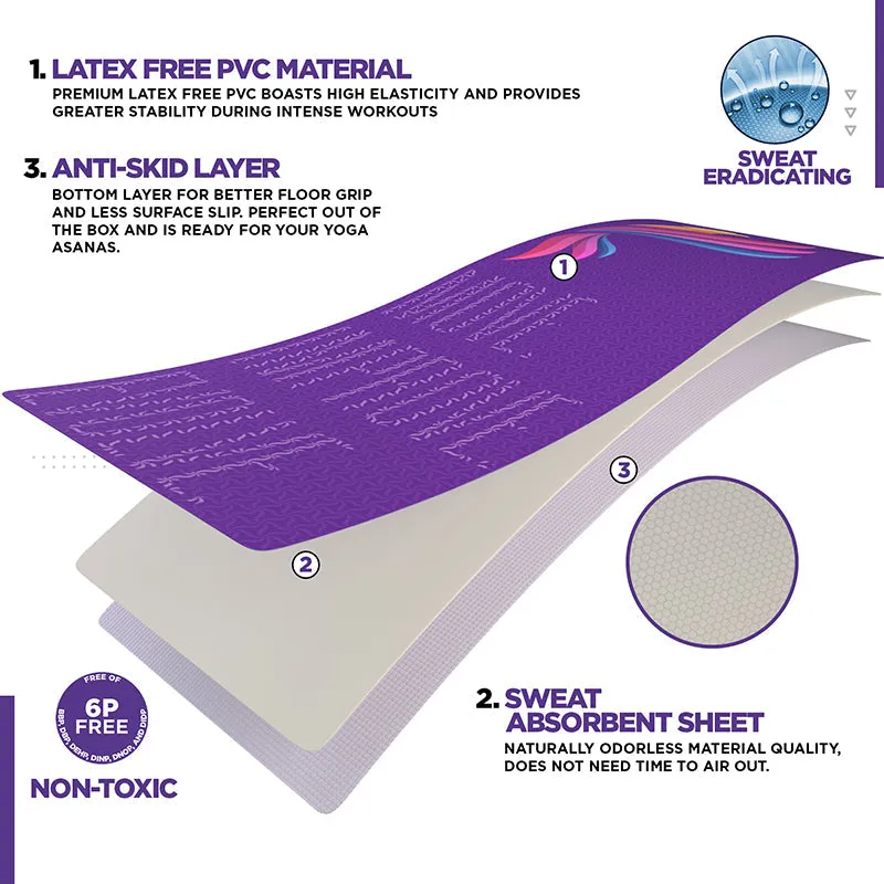 RDX D2 Iris 6mm PVC Yoga Mat Orchid Phoenix