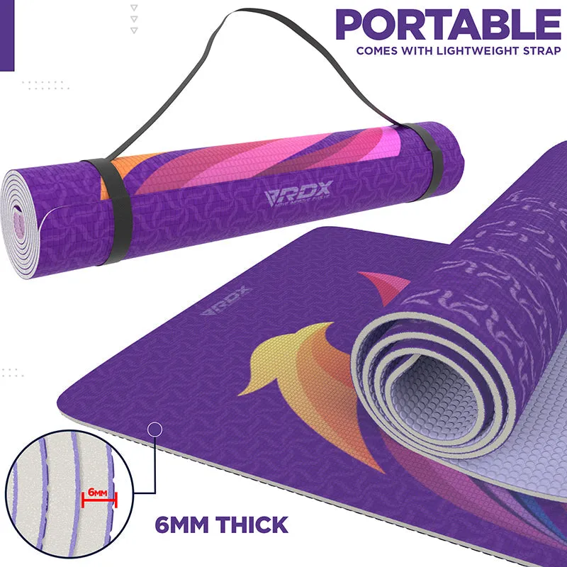 RDX D2 Iris 6mm PVC Yoga Mat Orchid Phoenix