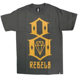 Rebel8 Logo T-shirt Charcoal Yellow